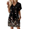 Damenmode Druck V-Ausschnitt Kurzarm Tasche Lässiges Pulloverkleid