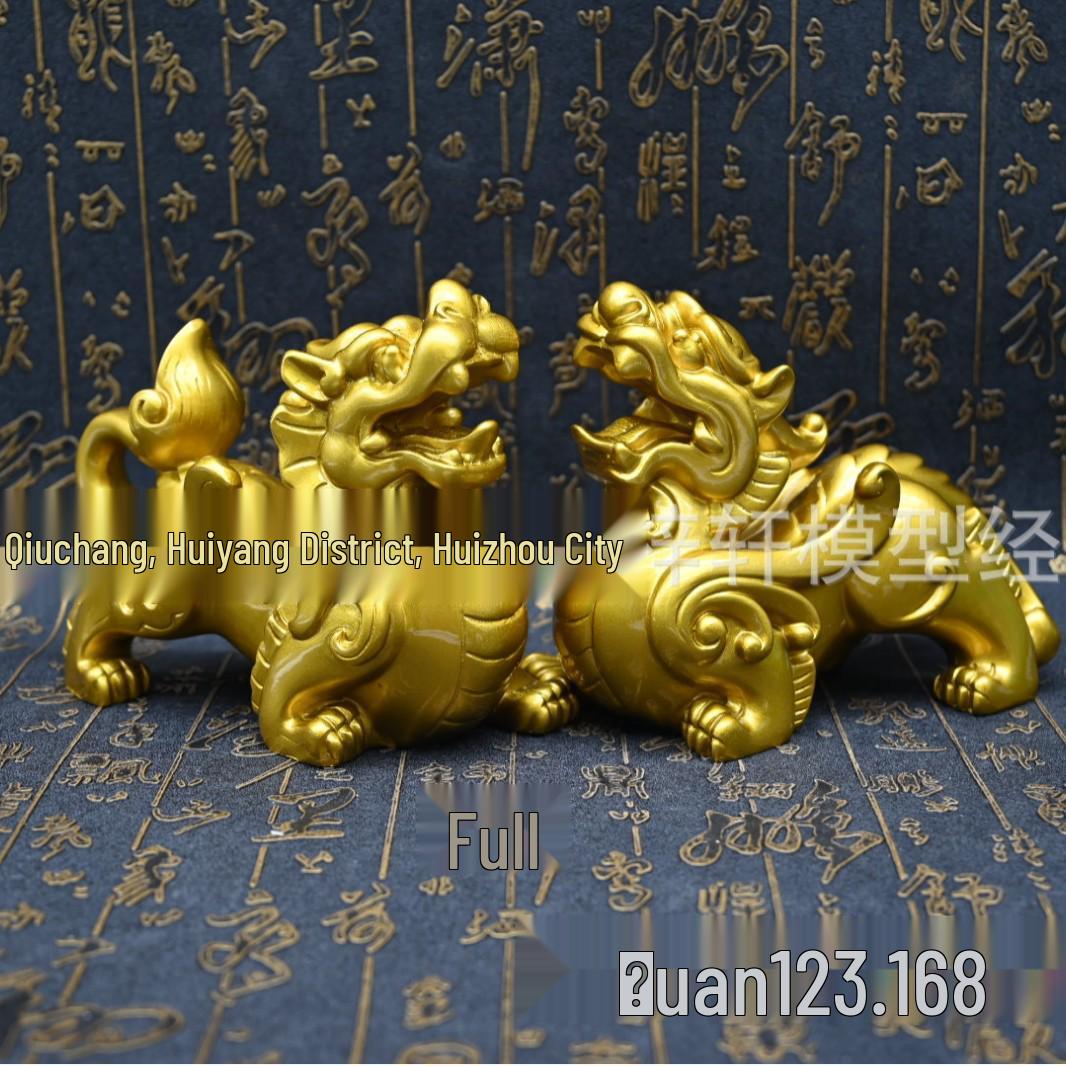 Red Pixiu Ornament - Pi Xiu Qilin Craft Gift for Office or New Store Opening Small 10x4x8.5 cm