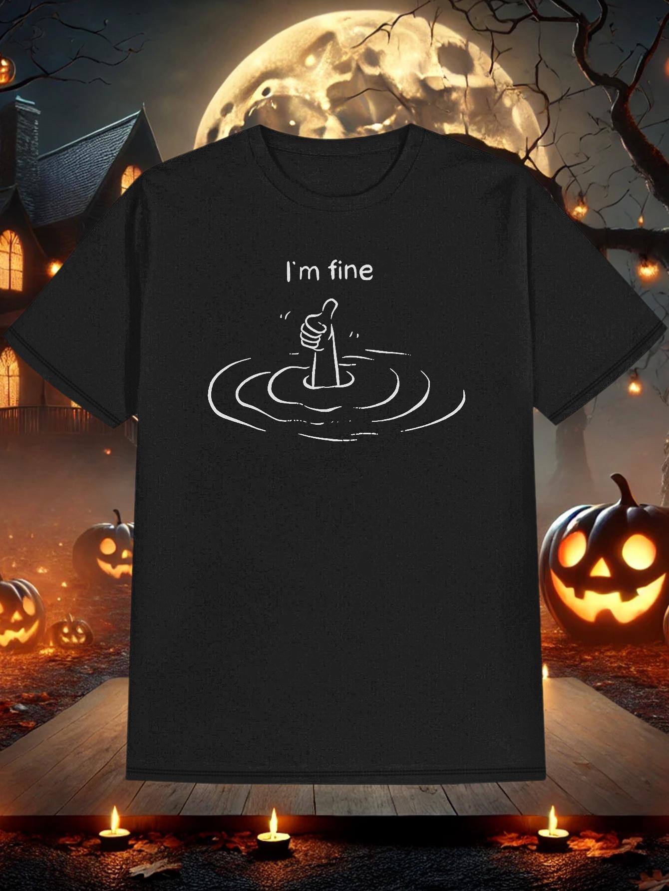 T-shirt Halloween Element Print Short Sleeve XXL