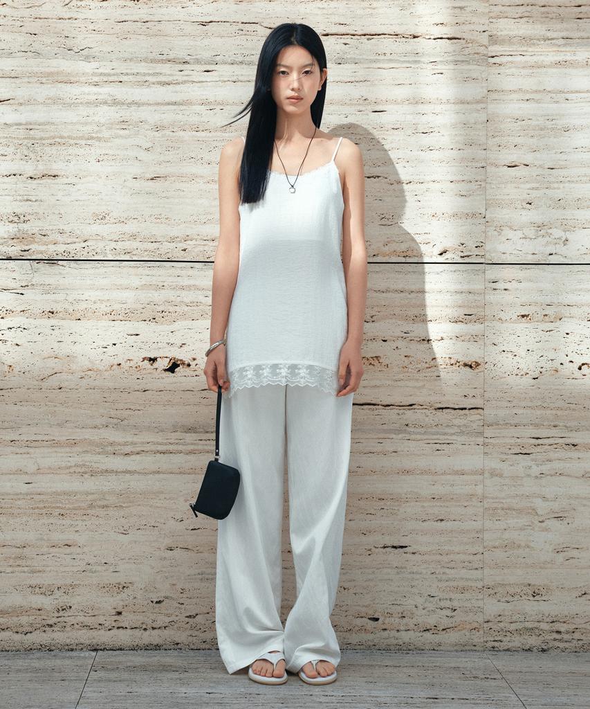 Siyajyu Sitp5282 Lace Silky Slip Top_White