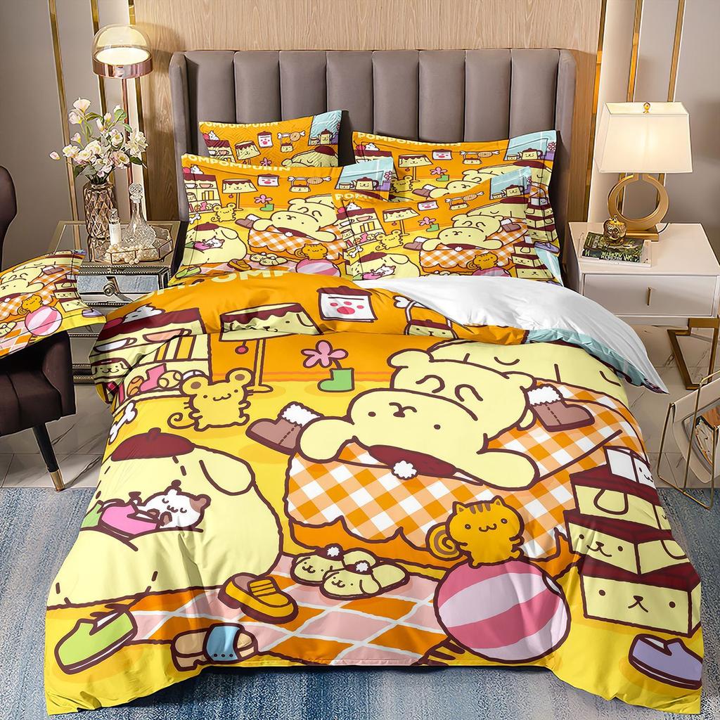 3D Digital Printing Cartoon Animation Children'S Bedding Pudding Dog Three-Piece Set
