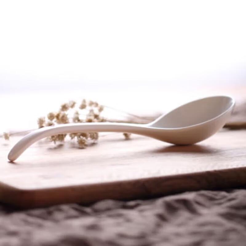 White Melamine Imitation Ceramic Soup Spoon