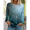 Women's Printed Color T-shirt Fashion Long-sleeved Round Neck Regular Tops Spring and Autumn Wear
