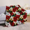 Soft Plush Polyester Flannel Suige Home Christmas Poinsettia Printed Blanket, Lightweight, Contemporary Style, All