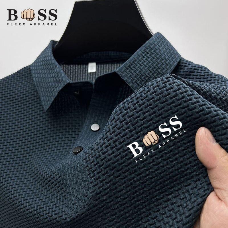 Mens Business Casual Polo Shirt Short Sleeve Solid Color Slim Fit Daily Wear