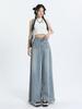 American Retro Super Wide-leg Jeans, dámské nové, s vysokým pasem, zeštíhlující design, světlé kalhoty s rozšířeným vzorem