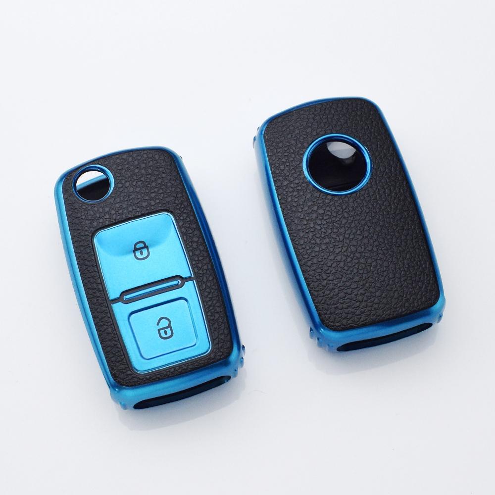 

Чехол для автомобильного ключа с 2 кнопками, чехол-брелок для VW Volkswagen MK4 Bora Golf 4 5 6 Jetta Passat Polo Bora Touran Skoda Seat Accessories синий
