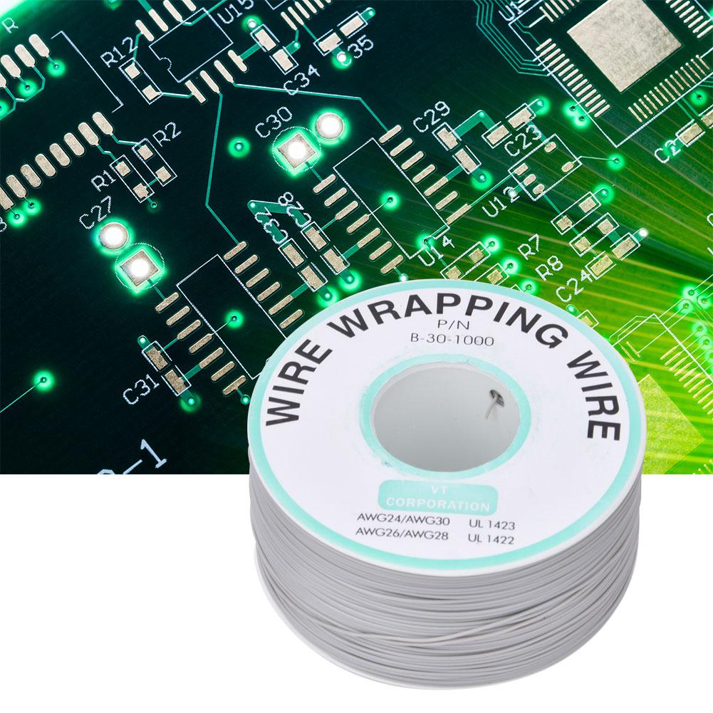 Gray OK Wire Printed Circuit Board Repairing Tin Plated Copper 30AWG Wrapping Jumper Wire 300 Meters