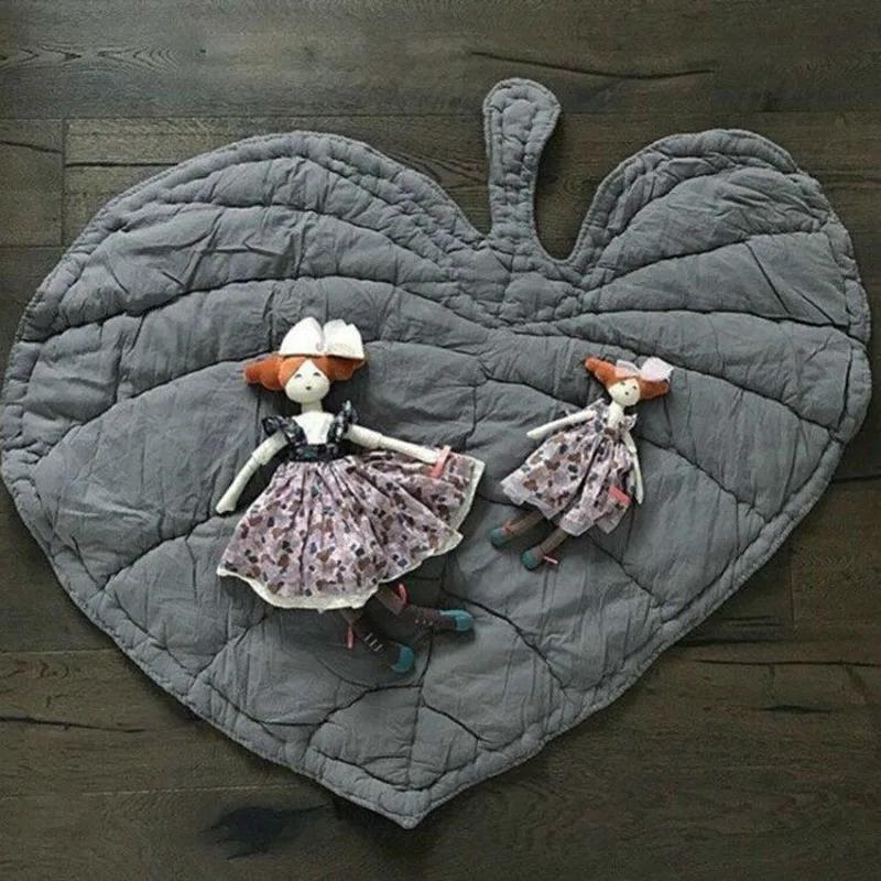 

Leaves Shape Floor Carpet Baby Game Blanket Cotton Climbing Pad Play Mats Children s Room Decoration Soft Summer Rugs Home Decor сірий