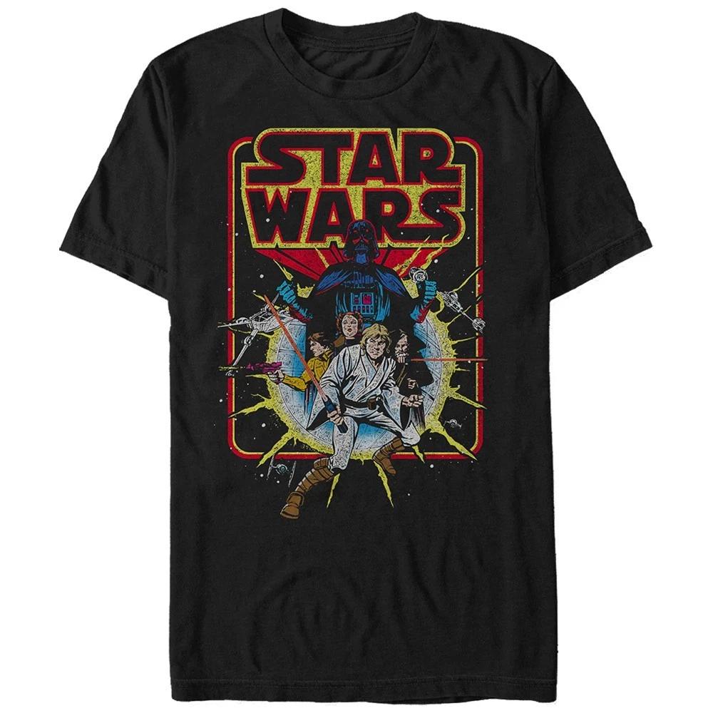 Men s Star Wars Retro Explosion T-Shirt Darth Vader Luke Leai Obi-Wan - New XL