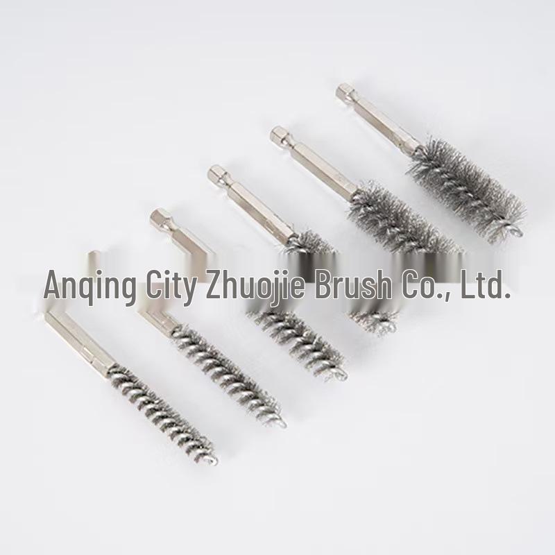 Hexagonal Pipe Cleaning Brush - 304 Stainless Steel & Copper Wire, Rust Removal for Drills, Inner Hole & Test Tube Cleaner.