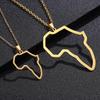 Stainless Steel African Map Hip Hop Couple Pendant Necklace - Titanium Steel European American Fashion Design