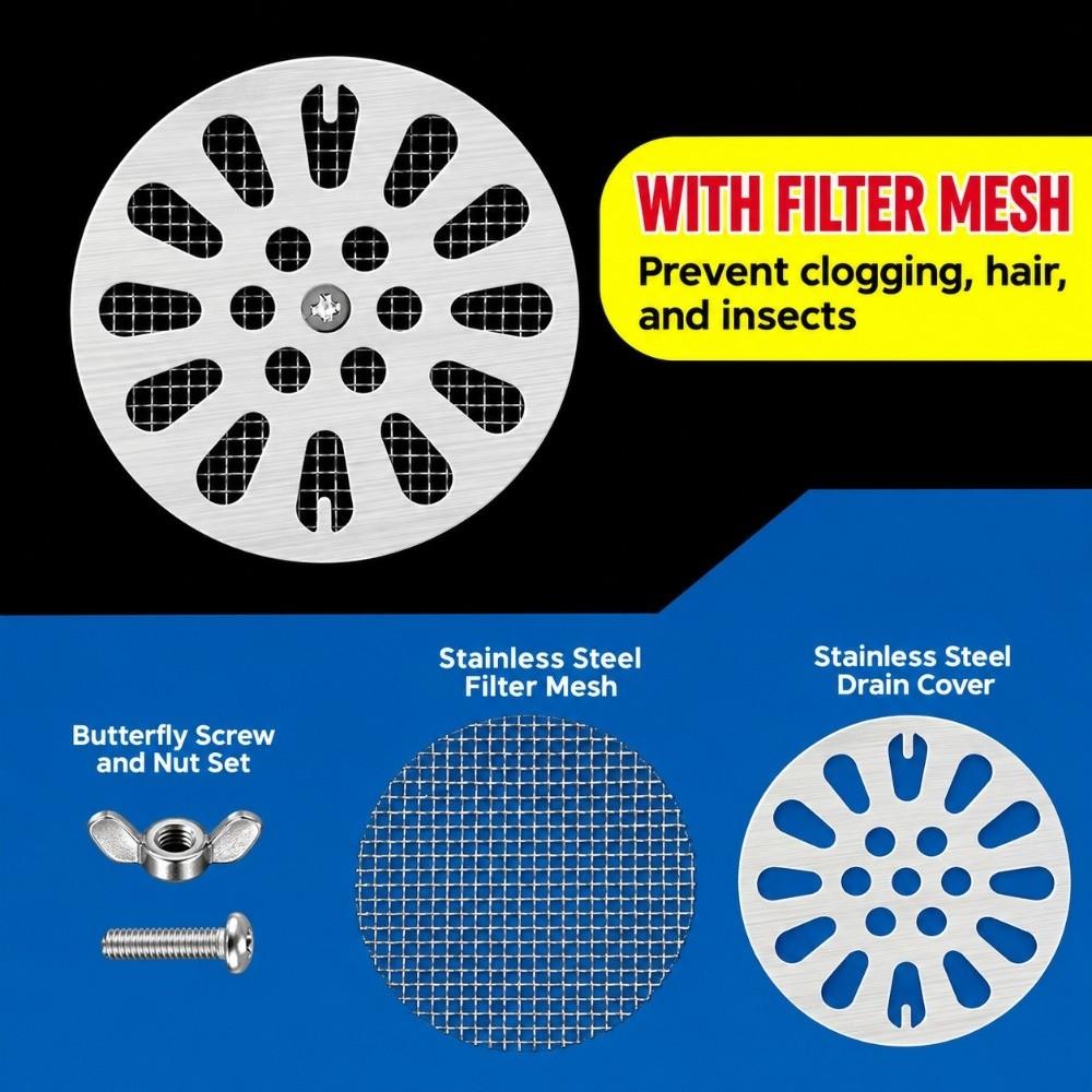 Round Drain Cover Stainless Steel Drain Filter Durable Floor Drain Lid  Floor Drain Replacement