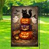 2D Flat Print Halloween Garden Flag Single Sided Haunted House Pumpkin Black Cat Cloth Spooky Polyester Halloween Outdoor Banner