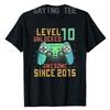 Level 10 Unlocked Video Game Player Birthday Boy Awesome Since 2015 T-Shirt Gift Sons Nephew B-day Present 10 Year Old Gamer Tee
