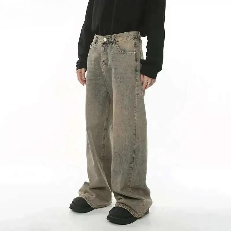 STREETRICH Spring Men's Baggy Jeans Worn Out Loose Wide Leg Denim Pants Chic Distressed Streetwear Vintage Male Trousers