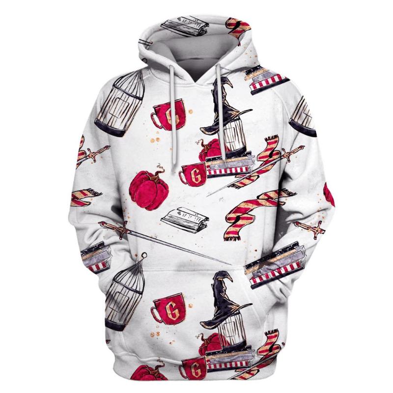 2025 autumn and winter Harajuku fashion men's hoodie casual y2k sweatshirt men's 3d printed red owl college pattern sport hoodie