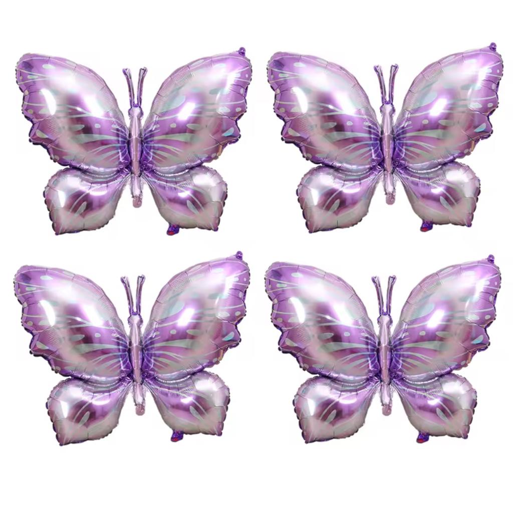 Butterfly balloons, 4 purple butterfly aluminum foil balloons, butterfly party wedding, birthday, wedding party decoration