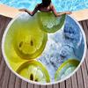 Fresh Fruit Lemon Round Beach Towel Microfiber Circle Towel Picnic Mat Absorbent Meditation Rug Yoga Mat Throw Fringe Tapestry