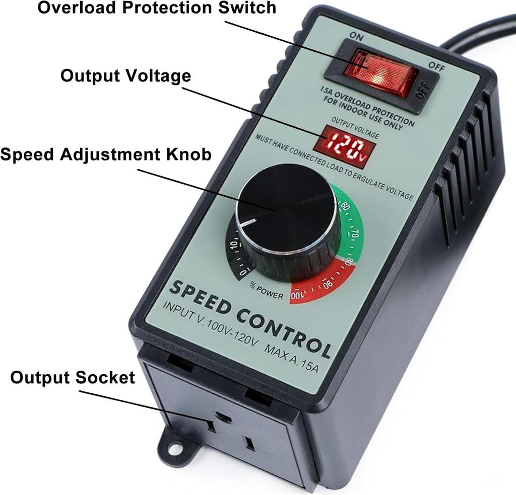 100-120V AC Motor Speed Controller Variable Speed Regulator Router Drill Fan Polishing Machine-Electronic Overload Protection