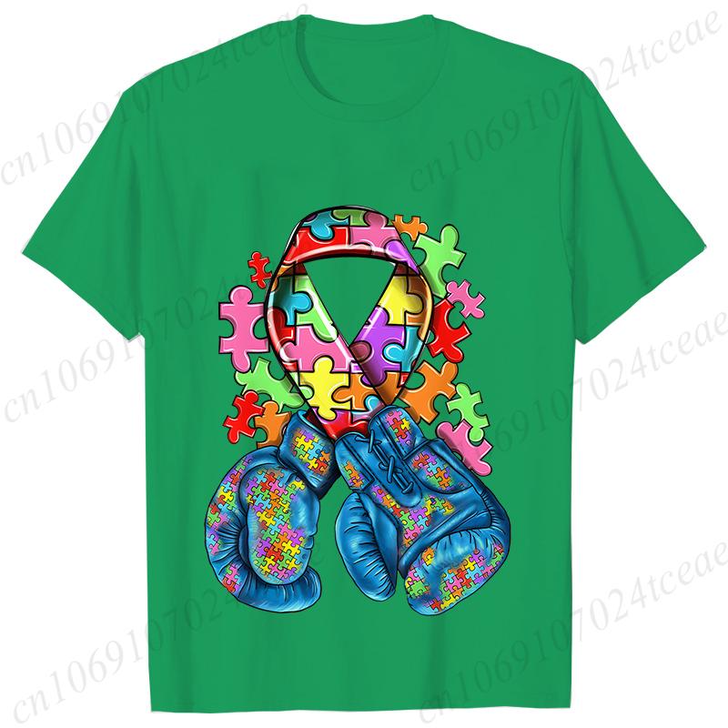 Autism Awareness with Boxing Gloves Shirts for Women Clothing Be Kind Puzzle Neurodiversity Tees Autistic Pride Female Clothing