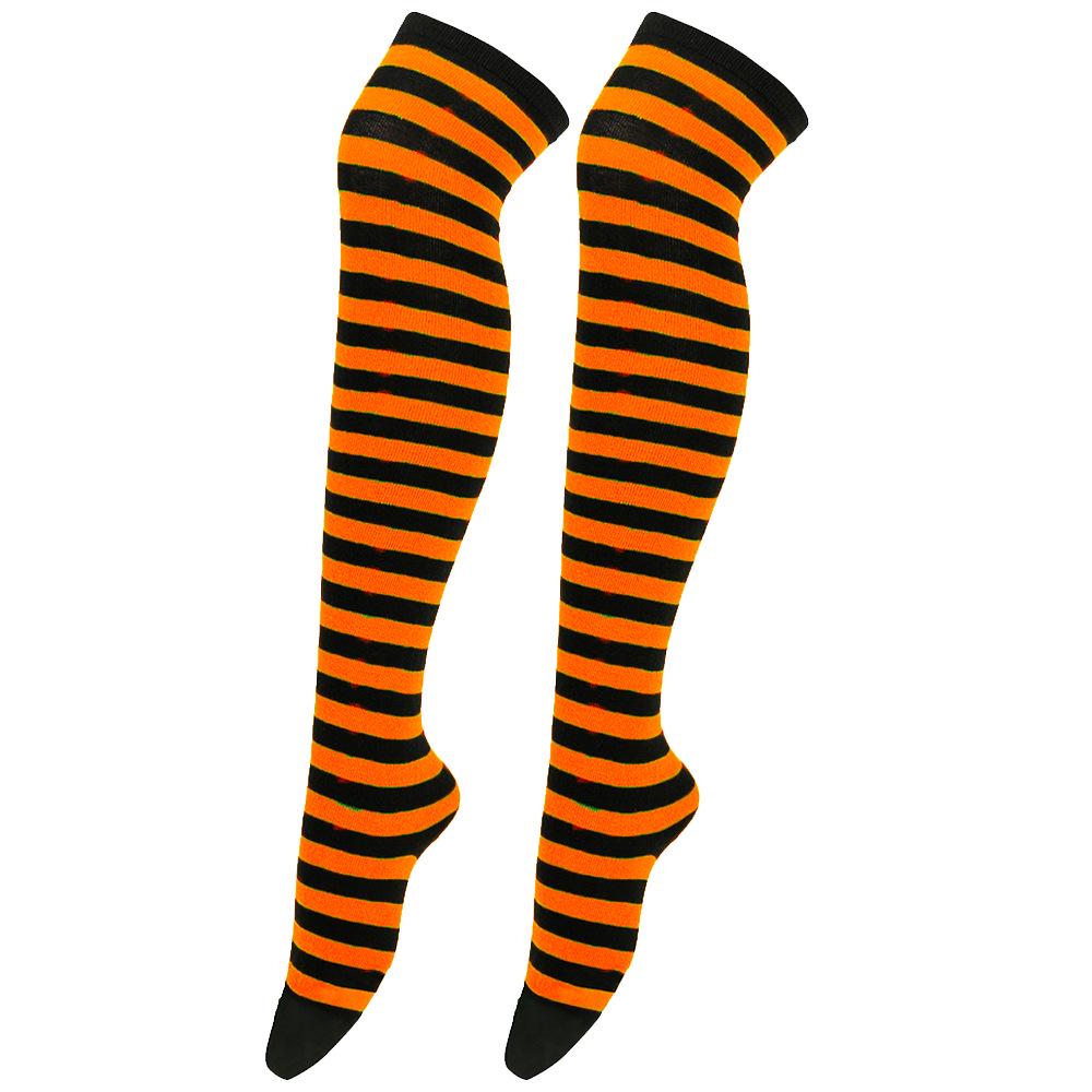 Women's Zebra Striped Thigh-High Socks: Japanese & Korean Style Over-the-Knee Halloween Cosplay Performance.