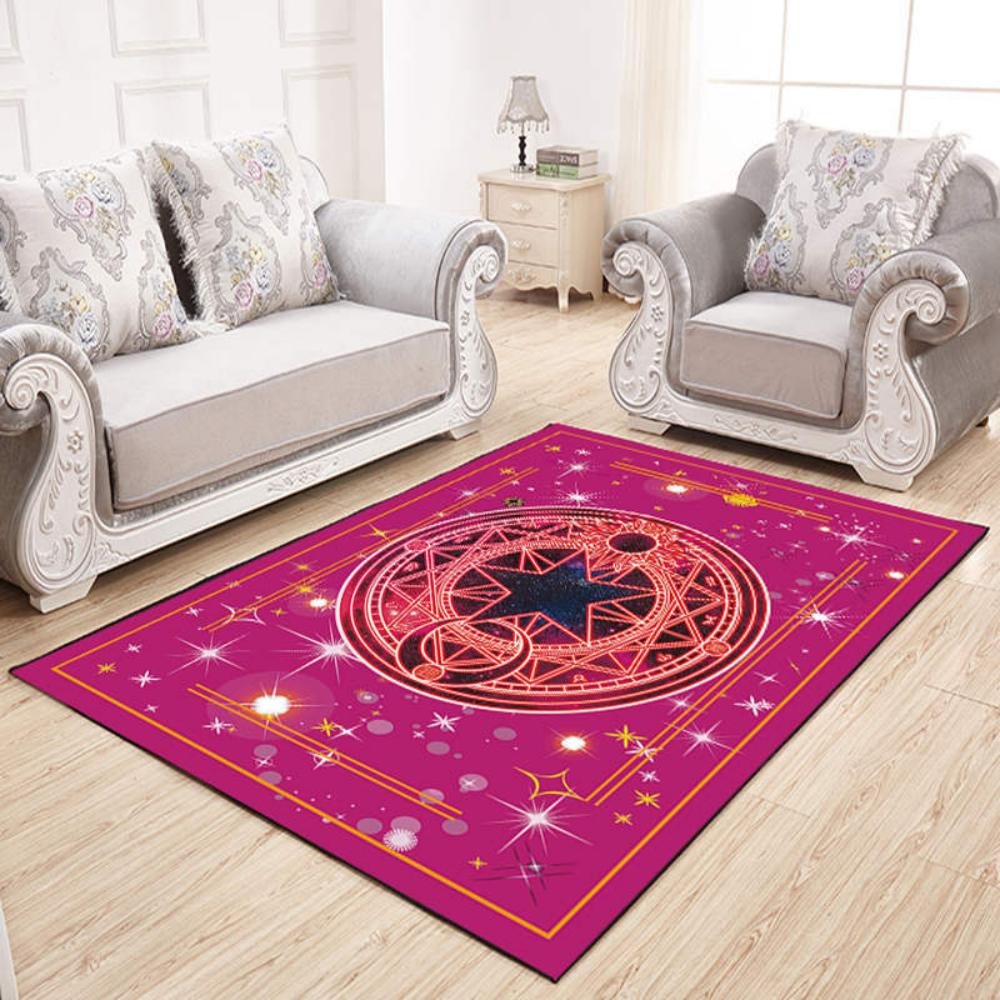 Cartoon Magic Card Carpet Rug for Living Room and Bedroom Decor Girl's Room Bedside Area   Soft Floor Mat Coffee Table Rug