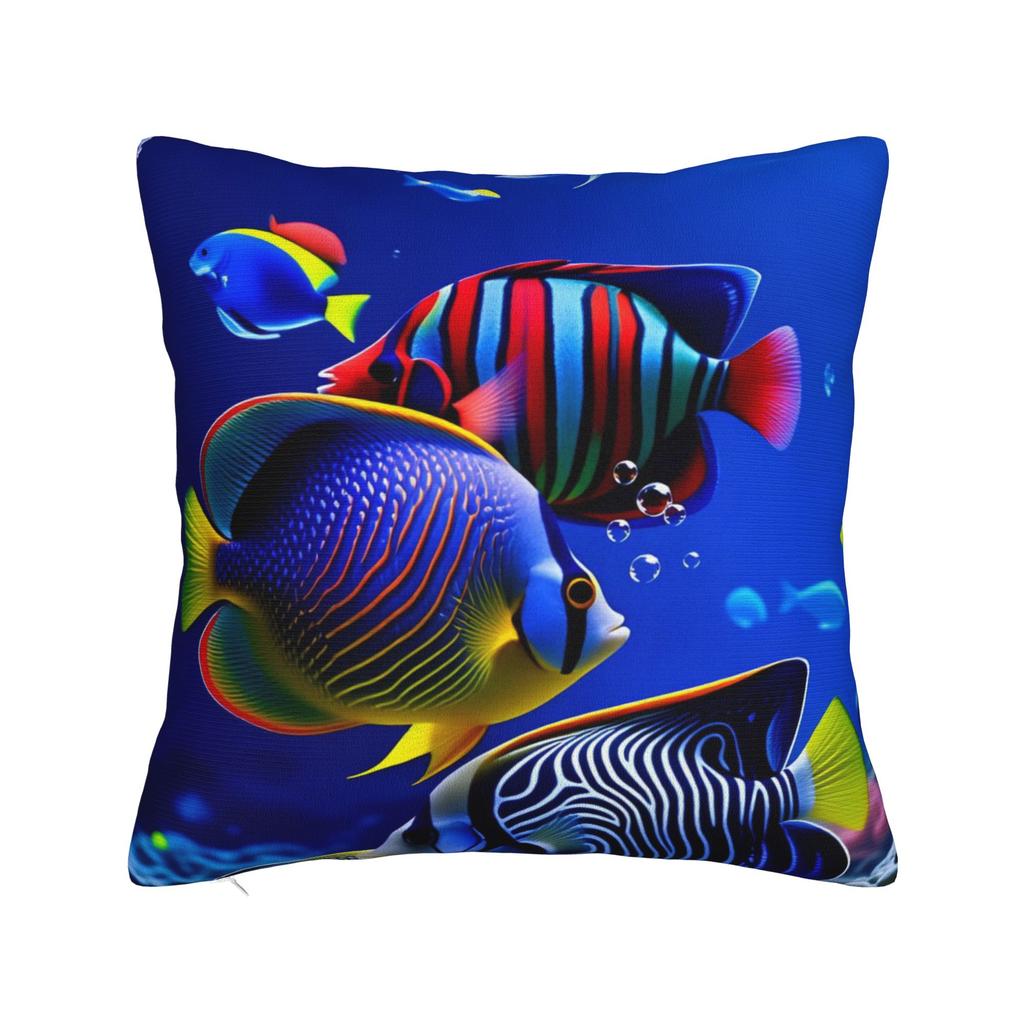 Pillow Case Beautiful Underwater World Colorful Fish Comfy Pillow Cover For Couch Sofa Bedroom Kawaii Pillowcases