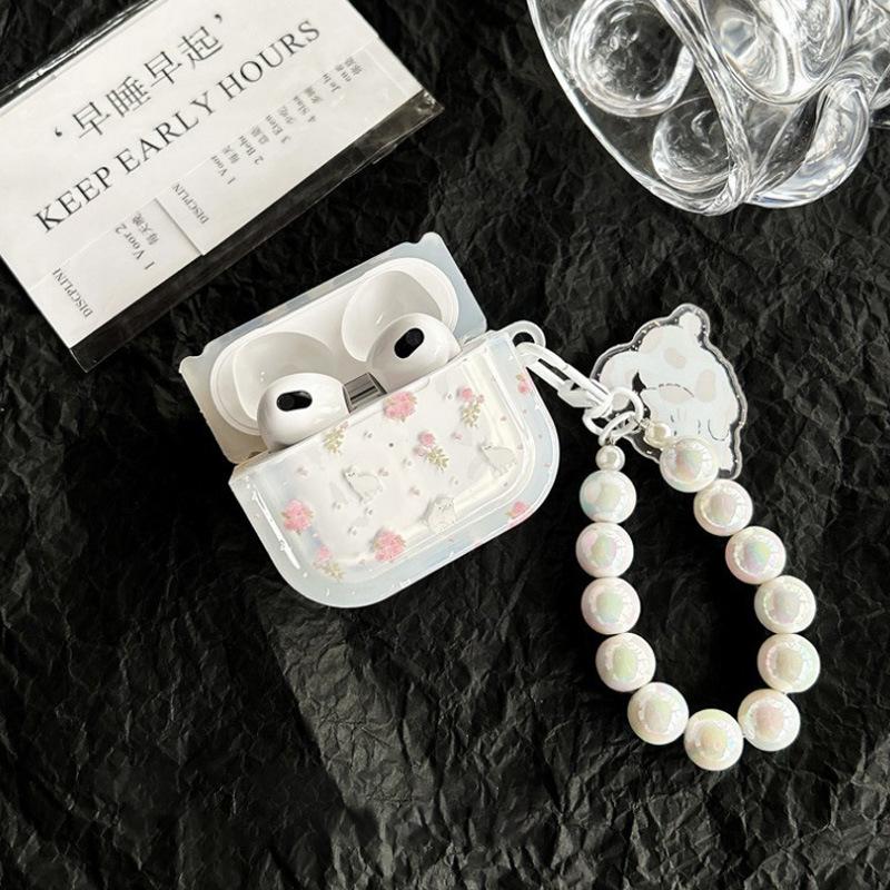 Applicable Apple AirPods 1 /1/1 Generation Bluetooth Wireless Headset Cover Protective Cover Small Floral Cat