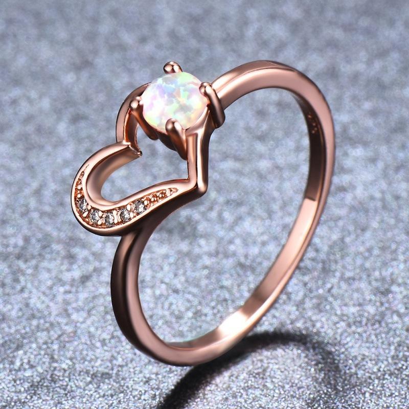 

Rose gold, round white Orbo + hollow peach heart ring, no. Unsalable model. no. 10