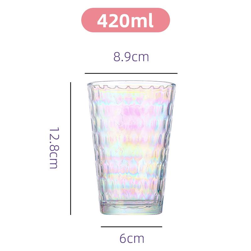 Dazzling Raindrop Glass Cup - Vertical Stripe, Heat-Resistant, Transparent, Thickened, Ins Style. 401-500ml