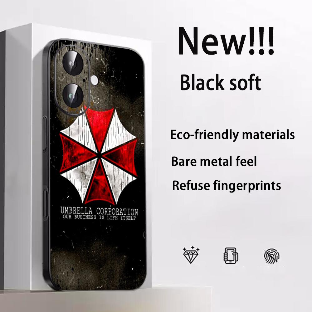 Classic Evil Umbrella Cool Pattern Design Phone Case For iPhone 17 16 15 14 13 12 Plus Mini Pro Max Soft Black Shockproof Cover