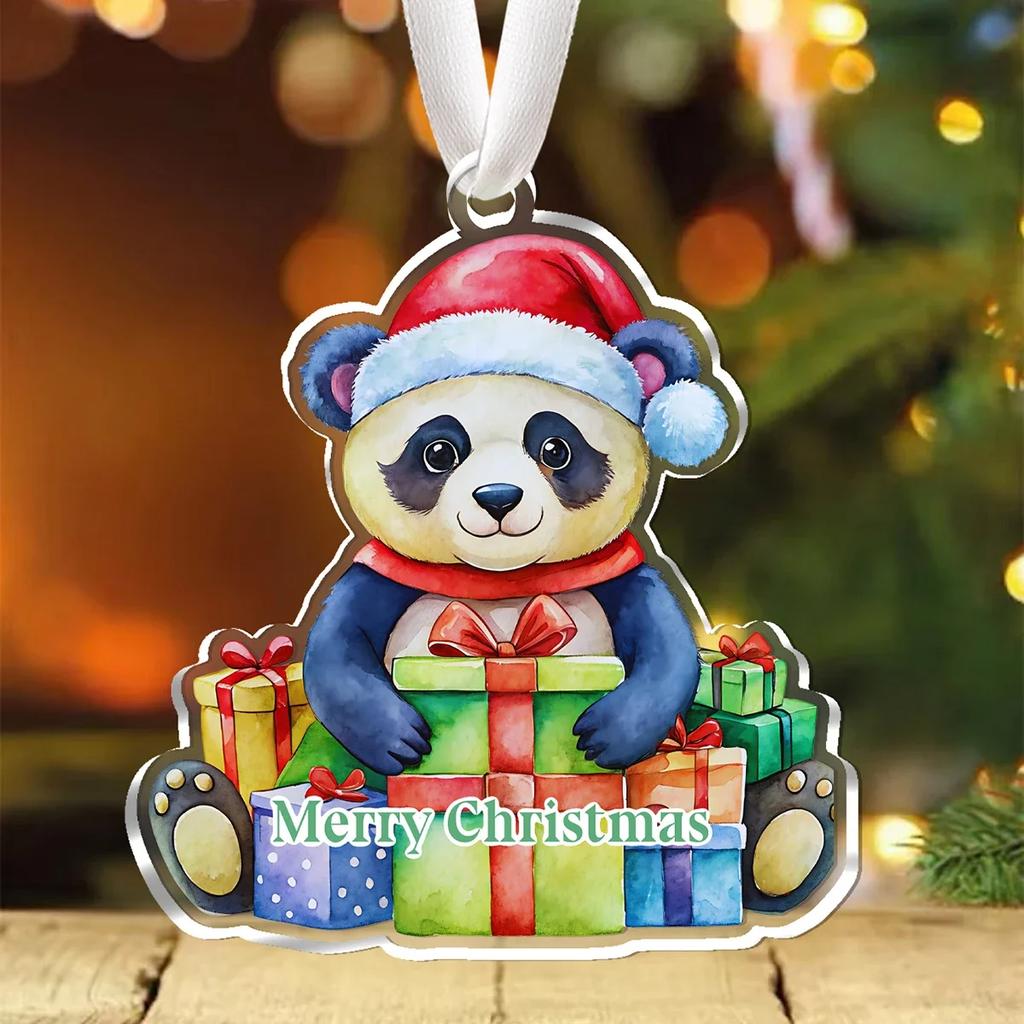 Cartoon Bear Christmas Pendant Ornaments Cute Polar Bear Panda Xmas Tree Hanging Pendant Decoration Home Car Decor Navidad Gifts