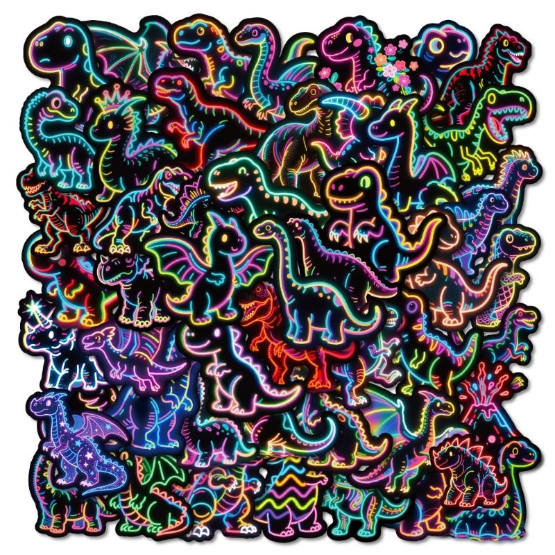 56Pieces Creative Dinosaur Graffiti Stickers for Easy Peels and Stick Application Scrapbook Luggage Decoration