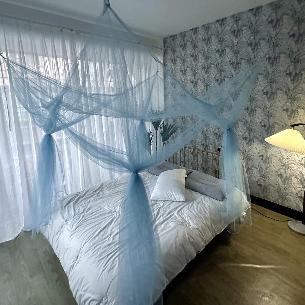 

Breathable Bed Tent 4 Corner Post Bed Curtains Drape Netting For Full/Queen/King Indoor Outdoor синій