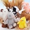 MorisMos Pluche Boerderijdieren Knuffels Bulk, 6 Stuks Boerderijdieren Speelgoed met Koe/Paard/Schaap/Varken/Paashaas & Kuiken