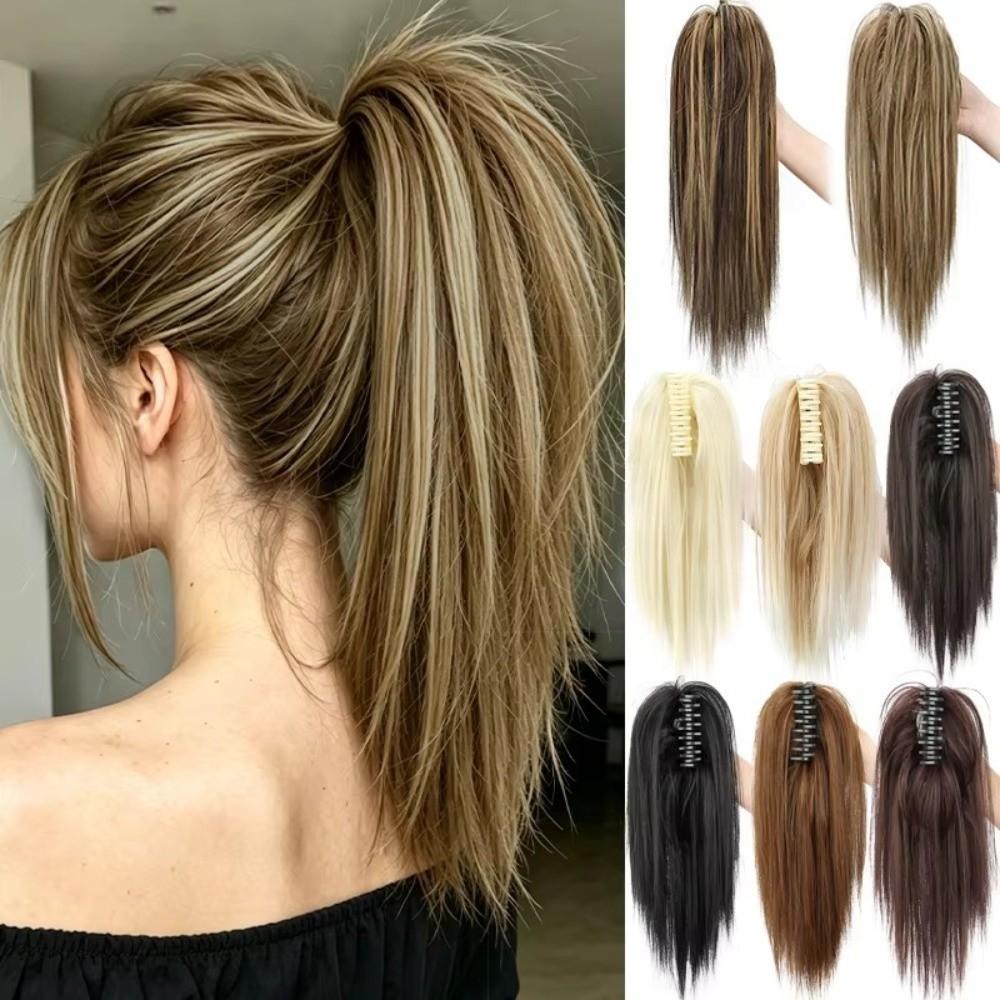 Ciocche per coda di cavallo in fibra sintetica con clip, mezza acconciatura, nuova extension per capelli per donna