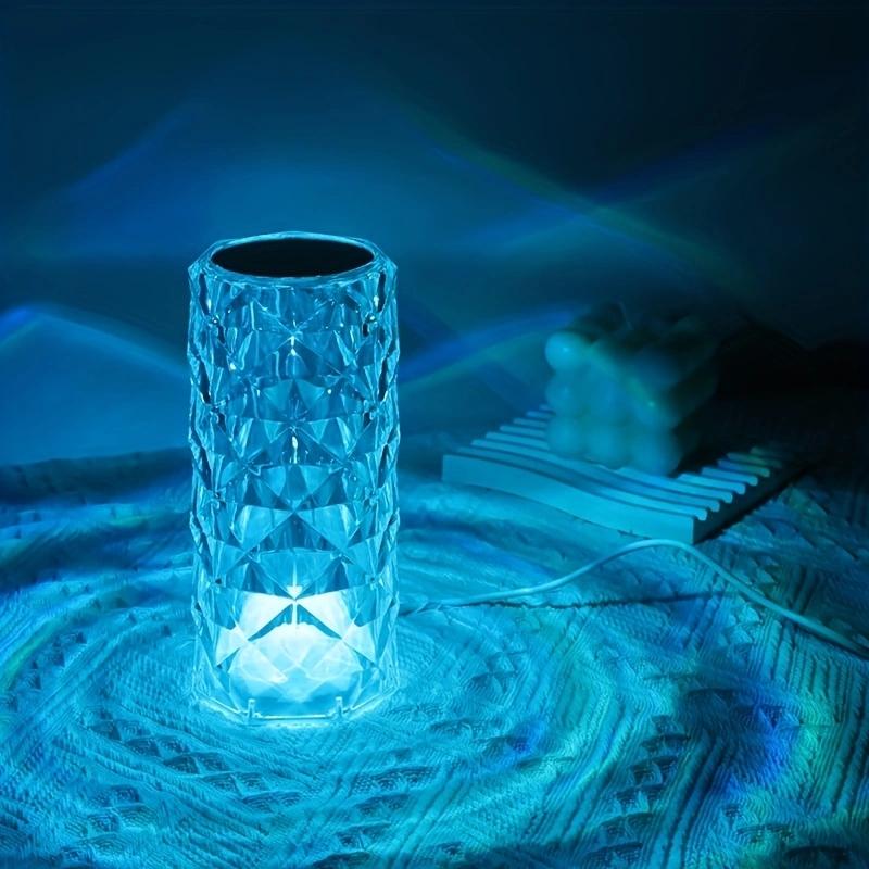 1PC Mini Colorful Touch Crystal Atmosphere USB Powered Bedside Table Lamp Rose Petal Lamp Bedroom Decorative Night Lamp