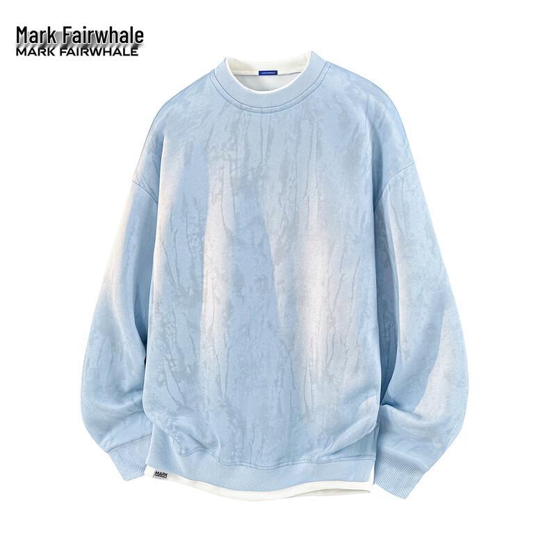 Mark Fairwhale Men's Trendy Fake Two-Piece Long Sleeve Sweatshirt