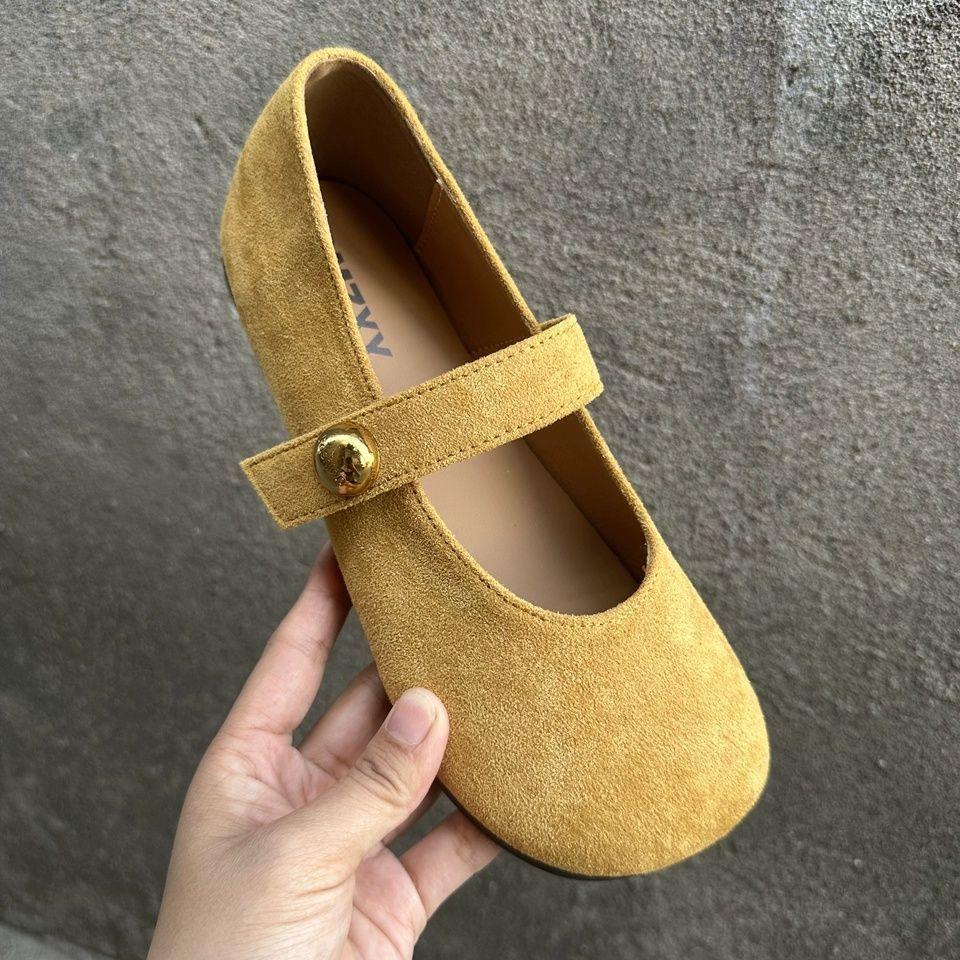 2025 Spring New French Retro Word with Mary Jane Shoes Women's Soft-soled Single Shoes with Skirt Ballet Shoes