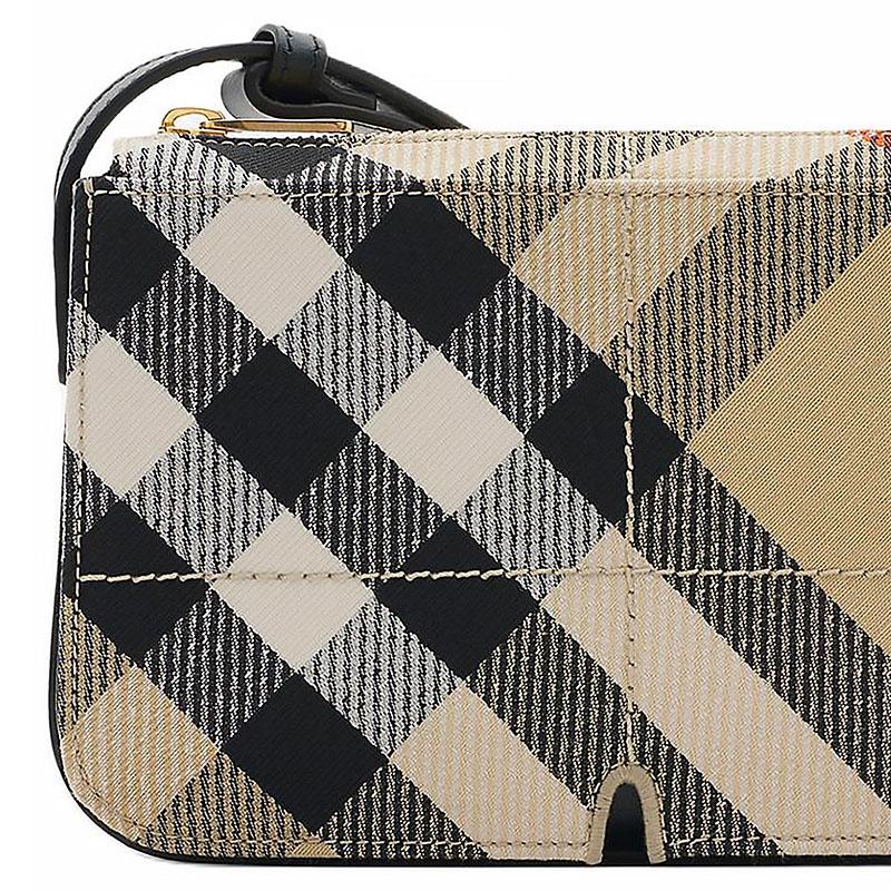 Burberry Vintage Check Black Leather Crossbody Bag With Gold Hardware For Daily Use