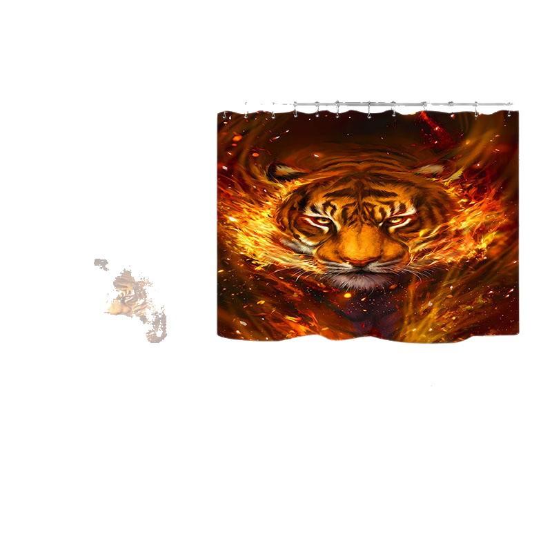 Direct Supply Digital Printing Tiger Lion Flower Animal Bathroom Curtain Non-Slip Floor Mat Bathroom Four-Piece Set