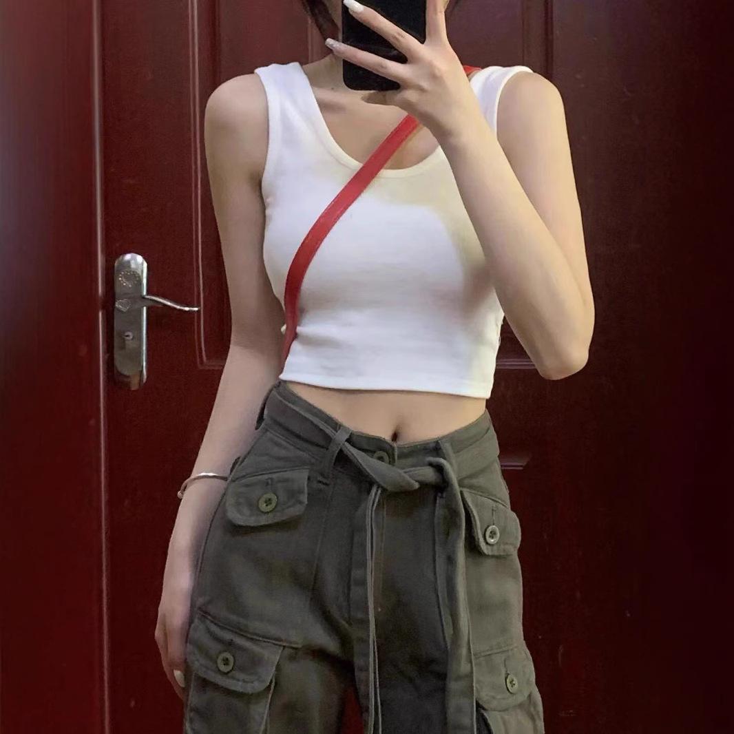 

Women s Sexy Versatile Sleeveless Crop Tank Top Small (up to 99 jin, S-M)