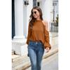 Spring and Autumn Women's Blouse Waffle Knit Corset Top Strapless Long Sleeve Top  Loose Shirt