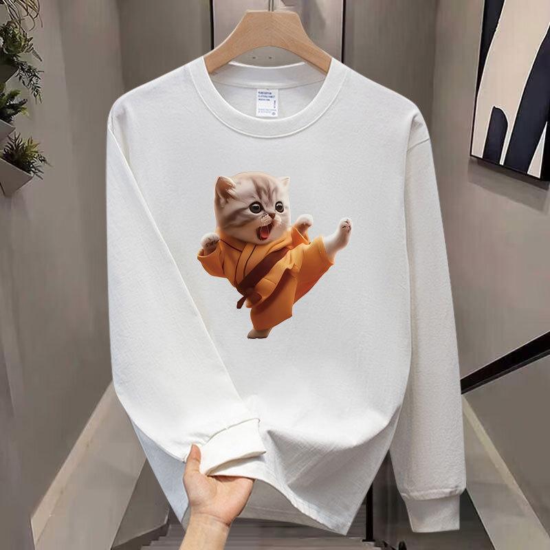 Heavy High-End Trendy Brand Pure Cotton T-Shirt Men'S Bottoming Shirt Long-Sleeved Trendy Autumn And Winter Men'S And Women'S Crew Neck Sweater