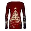 Tricou de damă de iarnă cu croială slim, la modă, cu imprimeu de Crăciun, cu decolteu în V, tip pulover, cu mâneci lungi