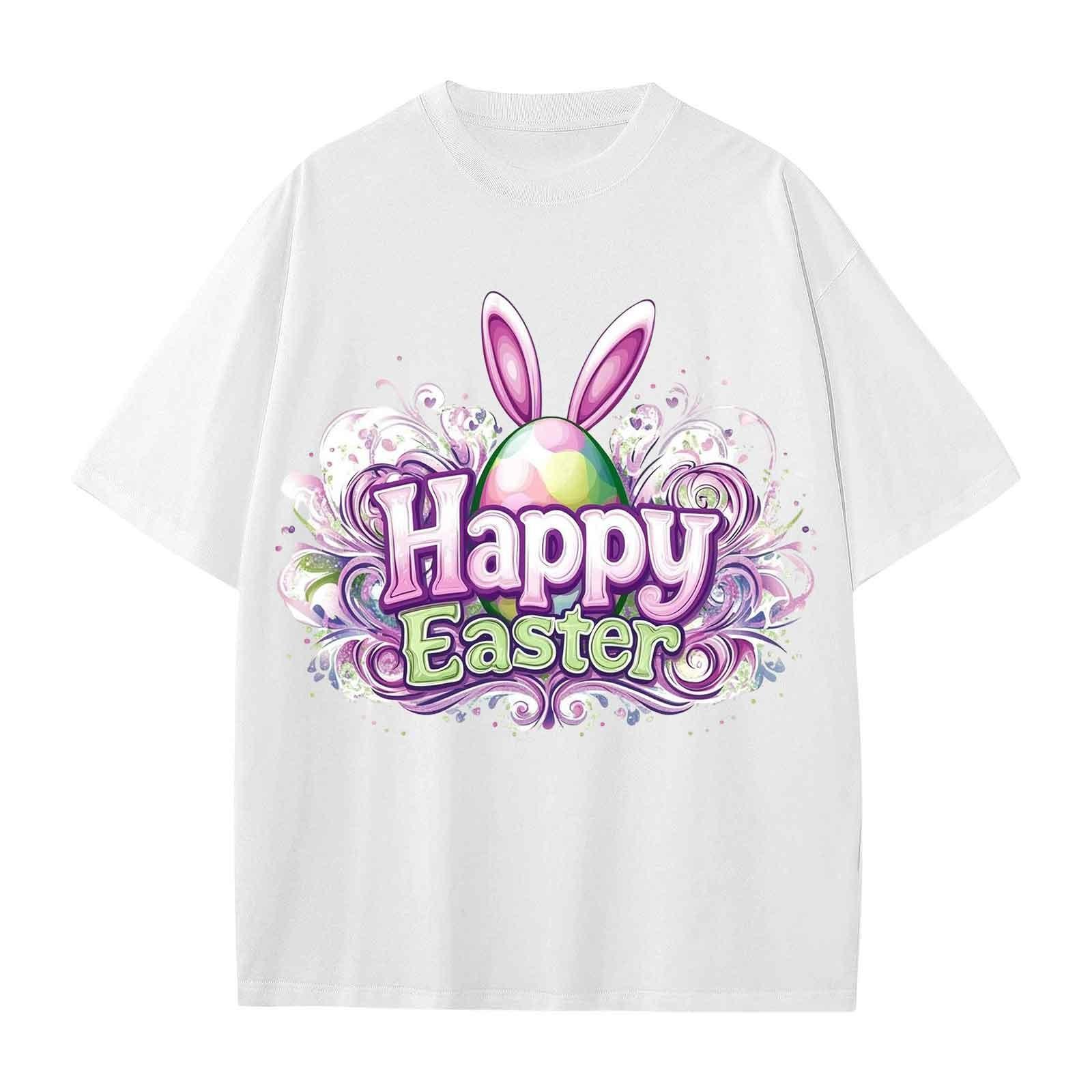 

Повседневная свободная футболка с принтом «Пасха» для мальчиков и девочек, круглый вырез, короткий рукав, свитер 160 белый