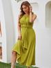 Women's Sleeveless Waist-Hugging Long Dress - Summer/Autumn, Elegant European & American Style, Slimming Fit