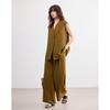 Demana Summer Minimalist V-Neck Sleeveless Top & Wide-Leg Pants Set