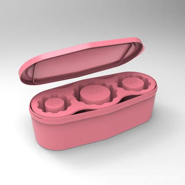 

Поддон для льда с крышкой, силиконовый ледогенератор для изготовления 3 полых цилиндрических форм для льда, простой инструмент для распалубки, бытовой кухонный инструмент розовый